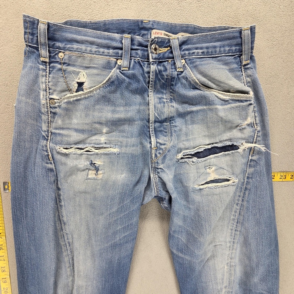 Vintage Levis Engineered Jeans Mens 31x27 Blue Twisted Button Fly Thrashed - Picture 15 of 16